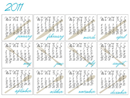 chef and catering calendar for 2011のイラスト素材