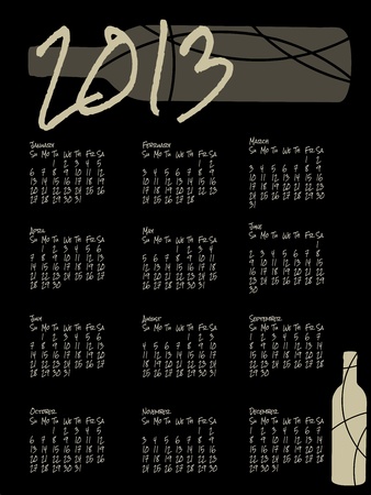 Black wine themed calendar for 2013のイラスト素材