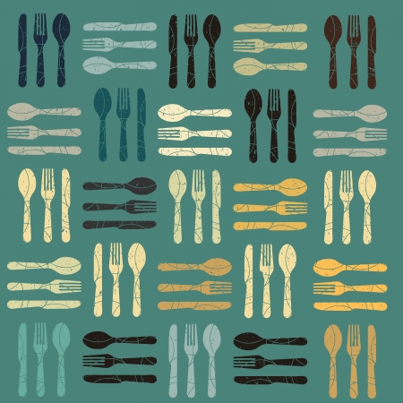 retro style cutlery patternのイラスト素材