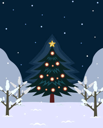 Christmas Christmas Stock Illustration Snowy Christmas Treeのイラスト素材