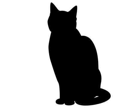 Illustration of cat silhouette, sitting poseのイラスト素材