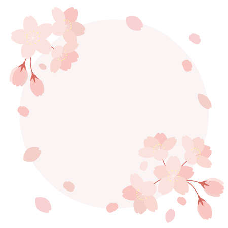 Spring background template, cherry blossoms and petals illustrationのイラスト素材