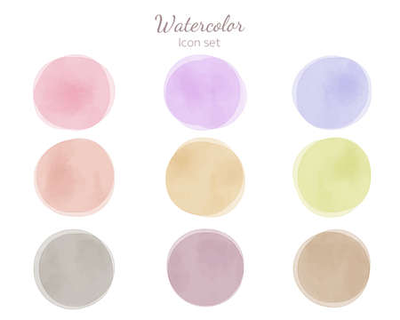 Colorful watercolor texture icon setのイラスト素材