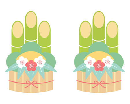 New Year's card illustration material, Japanese traditional lucky charmのイラスト素材