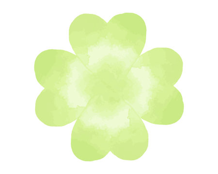 Illustration of a green four-leaf clover painted by watercolorのイラスト素材