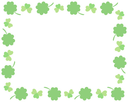 Frame with illustration of fresh green cloverのイラスト素材