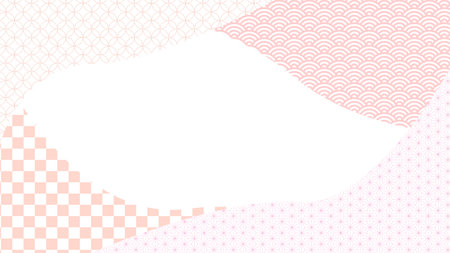 Pink color Japanese pattern frame background templateのイラスト素材