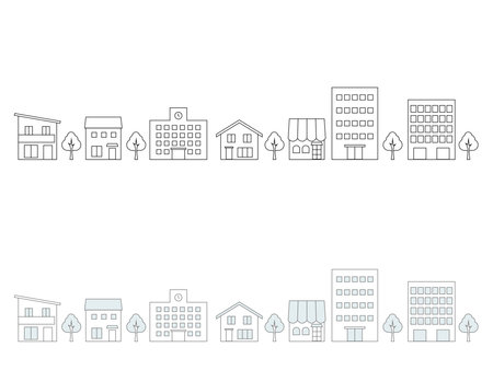 Illustration of a cityscape on a white backgroundのイラスト素材