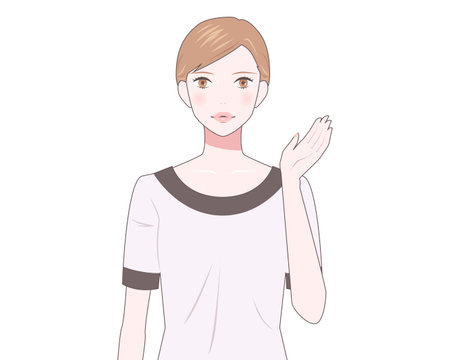 Illustration of a smiling woman on a white backgroundのイラスト素材