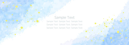 Blue and golden watercolor texture frame, background templateのイラスト素材
