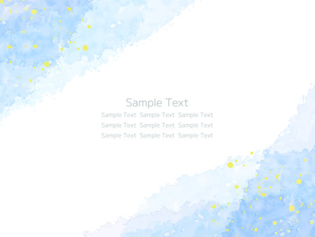 Blue and golden watercolor texture frame, background templateのイラスト素材