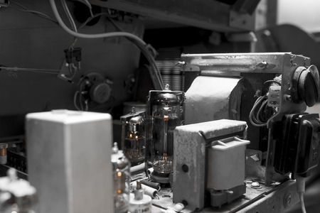 inside of the old vintage lamp radioの写真素材