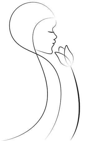 Beautiful female face silhouette in profile.のイラスト素材