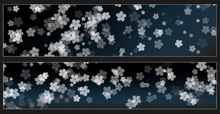 Gentle Scattered Sakura flowers on transparent background. Cherry flowers fall down.のイラスト素材