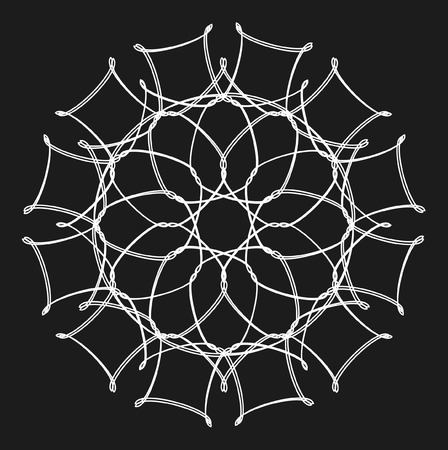 Decorative circled line art frames. Elegant vector element in Eastern style, place for text. Golden outline floral border for invitations and greeting cards and tattoo.のイラスト素材
