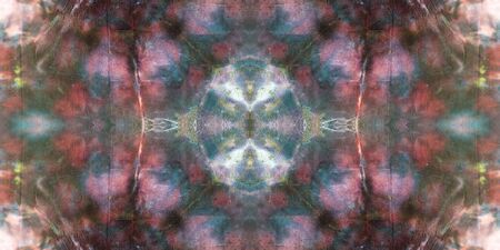 Neon Repeating Tone. Indian Pavonine Motif on Black Tone. Dirty Art Picture. Grunge Style Diverse...