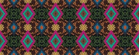 Embroidered Seamless Ethnic ornament. Colorful Spinning. Satin stitch Rhombus Background. Armenian...