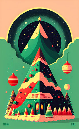 Merry Christmas and Happy New Year greeting card. vector illustration.の素材