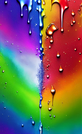 Colorful abstract background with drops of oil on a water surface.の素材