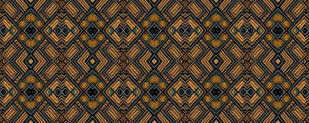 Seamless Ethnic Ornament. Native Woven Tapestry. Russian Princess Background. Gold print...