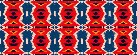 Seamless Ethnic Embroidery. Native Wicker Embroidery. Indian handmade Aristocratic Motley Print. Wicker Cultural Weaving. Christmas Ethnic Pattern. Modern Rhombus Weaving.の写真素材