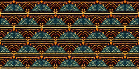 Seamless Ethnic Ornament. Arabesque Royal Background. Boho Rhombus Wicker. Gold print European Knitted. Native Wicker Embroidery. Delicate Ornament.の写真素材