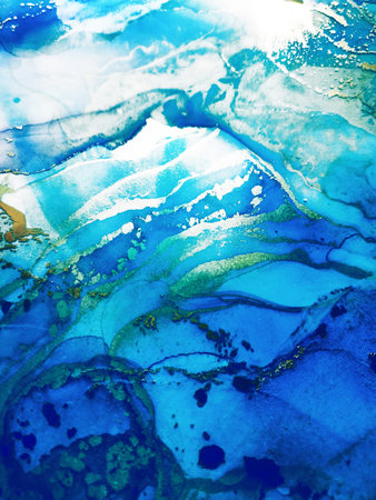 Ink Wash Pastel. Delicate Smudges. Water Sea color, White Streaks. Ice background splash. Alcohol...