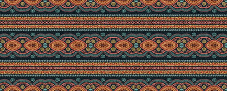 Seamless Ethnic Ornament. cultural border. Folk Stitches Thread. Delicate Threadbar. Gold print...
