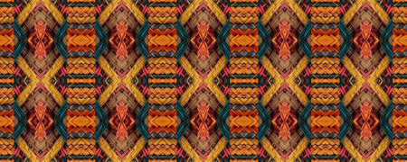 Seamless Navajo Embroidery. Printed Old Texture. Gypsy Motley Print. Traditional Strips Braid. Gold...