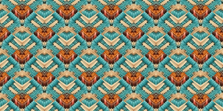 Seamless Navajo pattern. Handwork knitting Thread. Native Wicker Embroidery. New Year Royal...