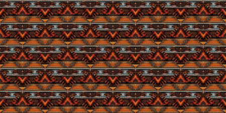 Seamless Ethnic Embroidery. Mayan Decor. Gold print Armenian Woolen. Christmas beads Thread. Native Woven Tapestry. Christmas Motley Print.の写真素材