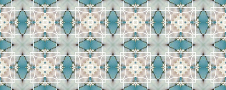Delicate Colorful Border. Alcohol Ink Transparent Ceramic. Seamless Islamic Facade. Delicate Ethnic...