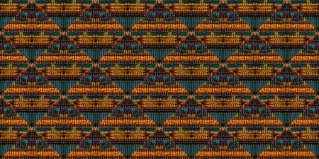Seamless Ethnic Ornament. Traditional Royal Background. Gold print Ukrainian Mat. Native Motley Print. Folk Rhombus Woolen. Native Wicker Embroidery.の写真素材