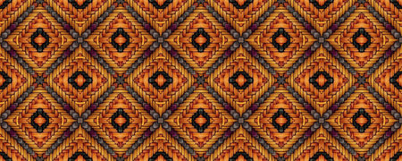 Seamless Native Ornament. Native Wicker Embroidery. Needlework sequins Weaving. Gold print Georgian...