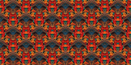 Seamless Navajo Embroidery. Rude Cloth. Chinese Motif. New Year rhinestones Tapestry. Gold print...