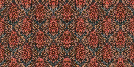 Seamless Navajo pattern. Modern beads Embroidered. Gold print Native Yarn. Kalmuck Border. Art Royal...