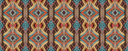 Seamless Ethnic Embroidery. Gold print Georgian Wool. New Year Folk Design. Mexican Old Texture....