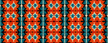 Seamless Ethnic Pattern. Ukrainian Motif. Wicker Ukrainian Wool. Art Rhombus Spinning. Indian handmade Christmas Motif. Native Wicker Embroidery.の写真素材