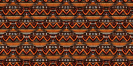 Seamless Ethnic Pattern. Mayan Folk Design. Gold print Kalmuck Thread. Native Woven Tapestry. Winter...