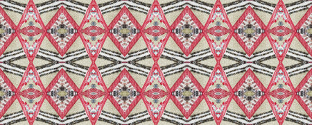 Seamless Ethnic Embroidery. Wicker Embroidery Brown Print. Mayan Ethnic Embroidery. Vintage Rhombus...