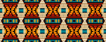 Seamless Native Ornament. Wicker Slavic Embroidery. Indian handmade Christmas Folk Design. Colorful...