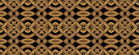 Seamless Ethnic Ornament. Arabesque Style. Gold print Aztec Mat. Native Woven Tapestry. Shabby...