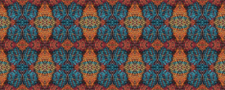 Seamless Native Ornament. Native Woven Tapestry. Handwork glass beads Mouline. Winter Decoration....