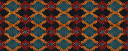Seamless Wicker Embroidery. Old Flat ornament. Oriental Style. Tribal rhinestones Braid.