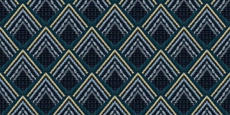 Seamless pattern. Wicker Embroidery. Delicate Rhombus Embroidery. Gold print Wool. Arabesque...
