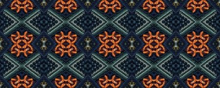 Seamless pattern. Gold print tapestry. Bohemian gift wrap. Native wicker embroidery. Shabby stitches...
