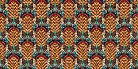 Seamless Ethnic Pattern. Wicker Embroidery. Decoration Beautiful background. Gold print Wool. New...