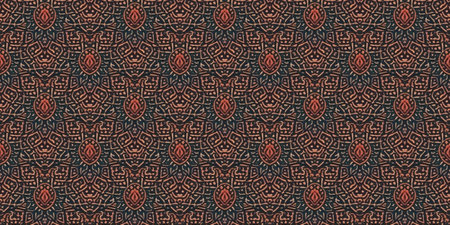 Seamless Ethnic Ornament. Bohemian Strips Embroidery. Gold print National Woolen. Georgian Beautiful...
