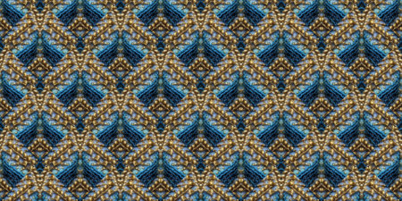 Seamless Ethnic Ornament. Gold print. Geometric Rhombus Thread. Shabby Cloth.