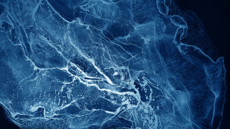 Alcohol Background. Sea color and White color Spray. Hoarfrost Background fluid. Contrast Ink print. Aquamarine Spots Ink. Alcohol Ink Pigment. Blue Abstract.の写真素材